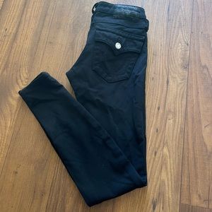 True Religion Black Jeggings with Diamond Buttons